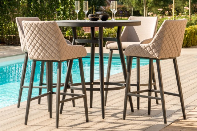 Maze Rattan Regal 4 Seat Round Bar Set In Weatherproof Fabric - Gardenbox