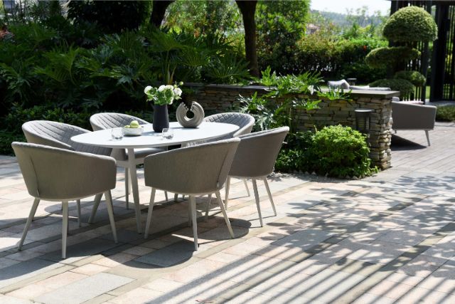 Maze Rattan Ambition 6 seat oval Dining Set In Weatherproof Fabric