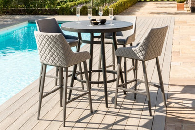 Maze Rattan Regal 4 Seat Round Bar Set In Weatherproof Fabric - Gardenbox