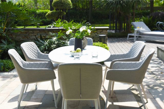Maze Rattan Zest 6 Seat Oval Dining Set In Weatherproof Fabric