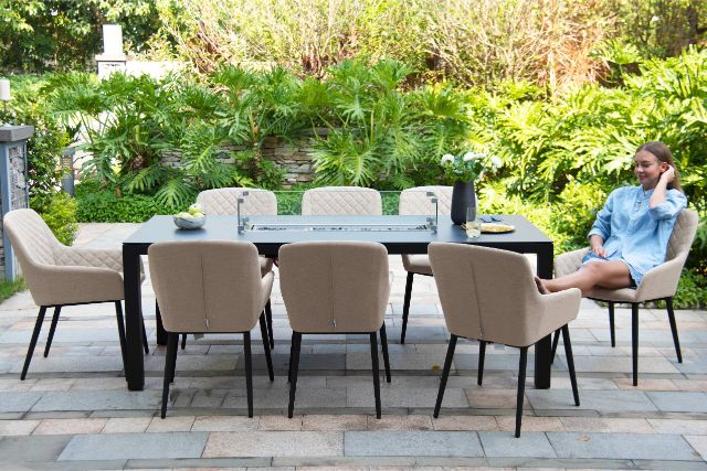 Maze Rattan Zest 8 seat rectangular Fire Pit Dining Set