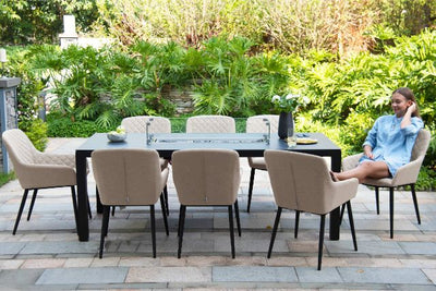 Maze Rattan Zest 8 seat rectangular Fire Pit Dining Set