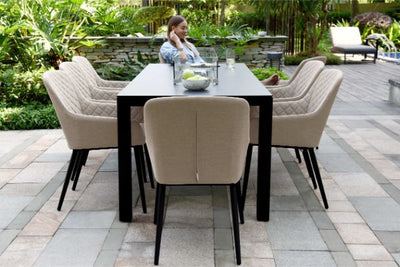 Maze Rattan Zest 8 seat rectangular Fire Pit Dining Set