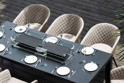 Maze Rattan Ambition 8 seat rectangular Fire Pit Dining Set