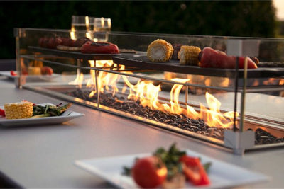 Maze Rattan Zest 8 seat rectangular Fire Pit Dining Set
