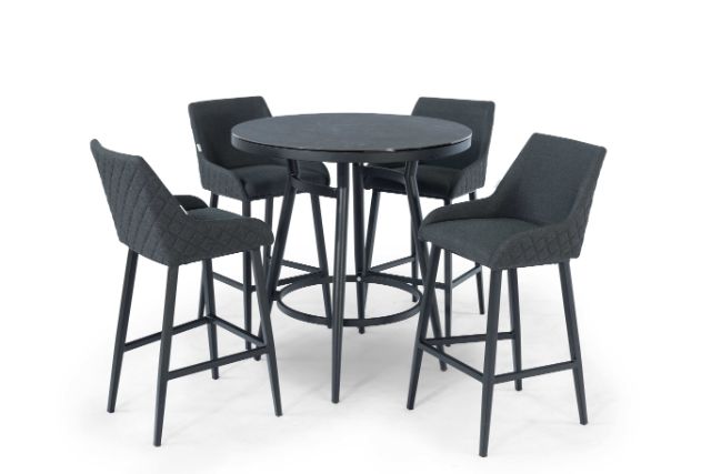 Maze Rattan Regal 4 Seat Round Bar Set In Weatherproof Fabric