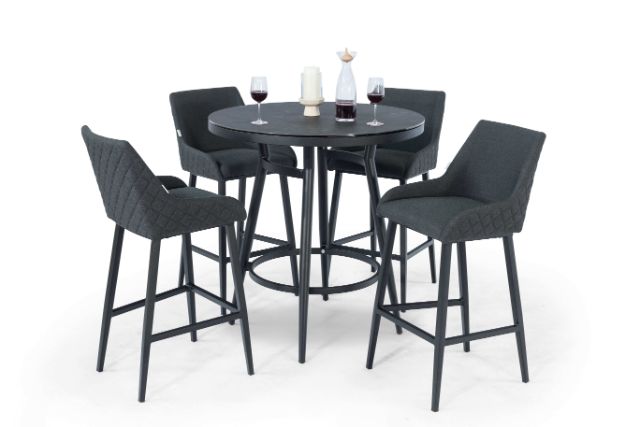 Maze Rattan Regal 4 Seat Round Bar Set In Weatherproof Fabric