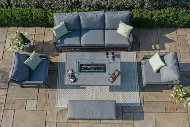 New York 3 Seat Sofa Set with Fire Pit Table by Maze Rattan