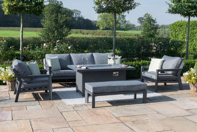 New York 3 Seat Sofa Set with Fire Pit Table by Maze Rattan