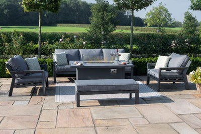 New York 3 Seat Sofa Set with Fire Pit Table by Maze Rattan