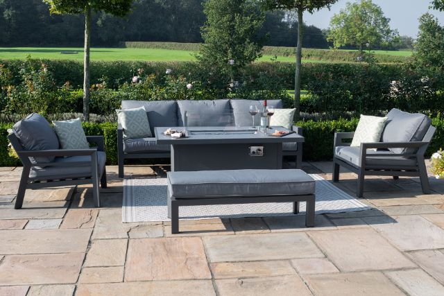 New York 3 Seat Sofa Set with Fire Pit Table by Maze Rattan