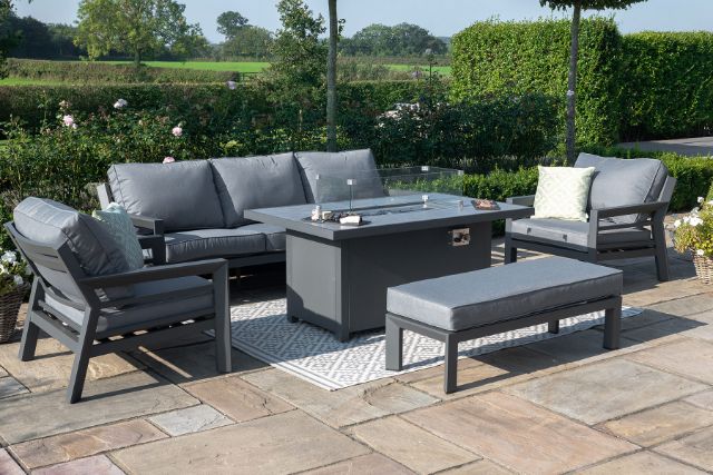 New York 3 Seat Sofa Set with Fire Pit Table by Maze Rattan