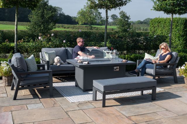 New York 3 Seat Sofa Set with Fire Pit Table by Maze Rattan