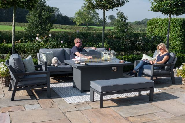 New York 3 Seat Sofa Set with Fire Pit Table by Maze Rattan