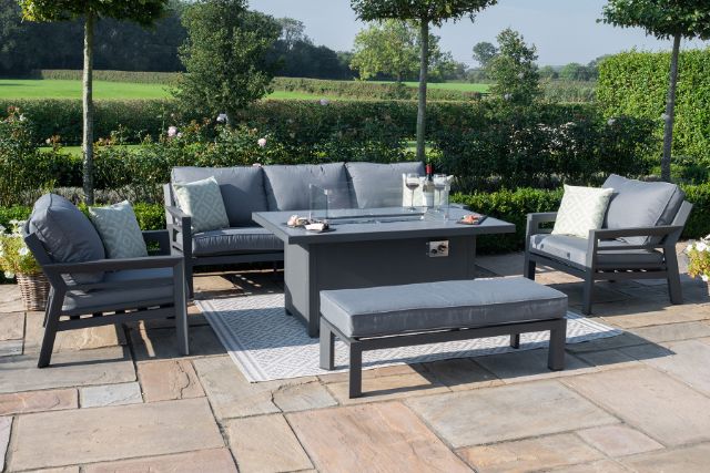 New York 3 Seat Sofa Set with Fire Pit Table by Maze Rattan