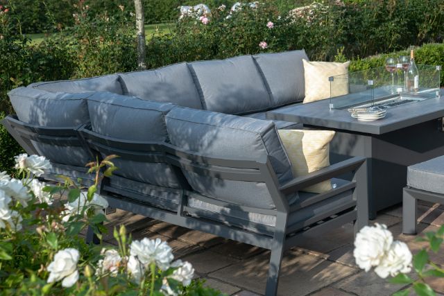 New York Corner Dining Sofa Set with Fire Pit Table by Maze Rattan
