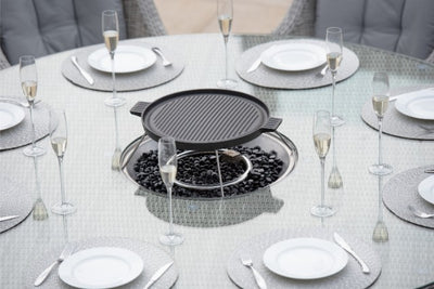 Maze Rattan Oxford 6 Seat Round Fire Pit Dining Set with Heritage Chairs - Gardenbox