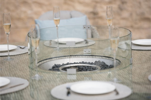 Maze Rattan Oxford 6 Seat Round Fire Pit Dining Set with Heritage Chairs - Gardenbox