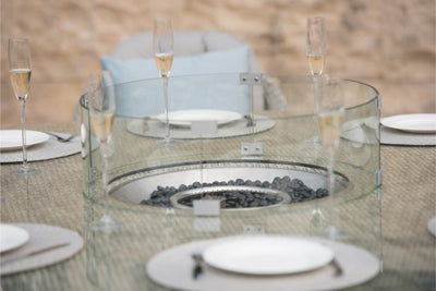 Maze Rattan Oxford 6 Seat Round Fire Pit Dining Set with Heritage Chairs - Gardenbox