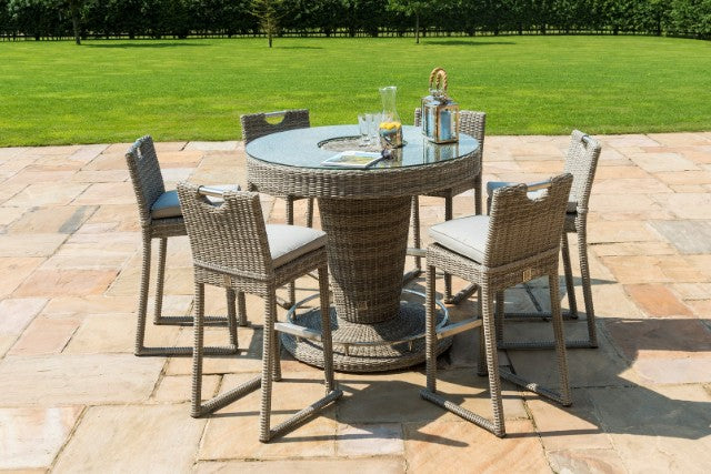 Oxford 6 Seat Round Bar Set with Ice Bucket by Maze Rattan - Gardenbox