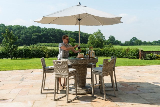 Oxford 6 Seat Round Bar Set with Ice Bucket by Maze Rattan - Gardenbox