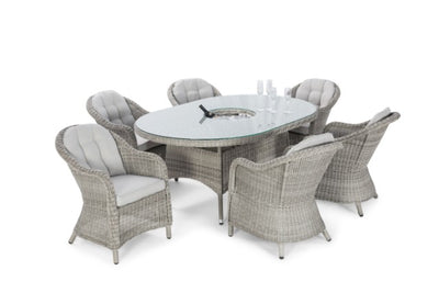 Maze Rattan Oxford 6 Seat Oval Ice Bucket Dining Set with Heritage Chairs and Lazy Susan - Gardenbox
