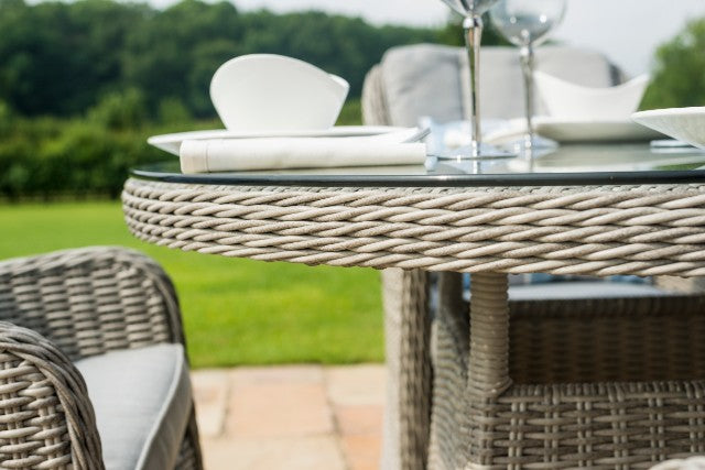 Maze Oxford 6 Seat Oval Fire Pit Dining Set with Venice Chairs Gardenbox
