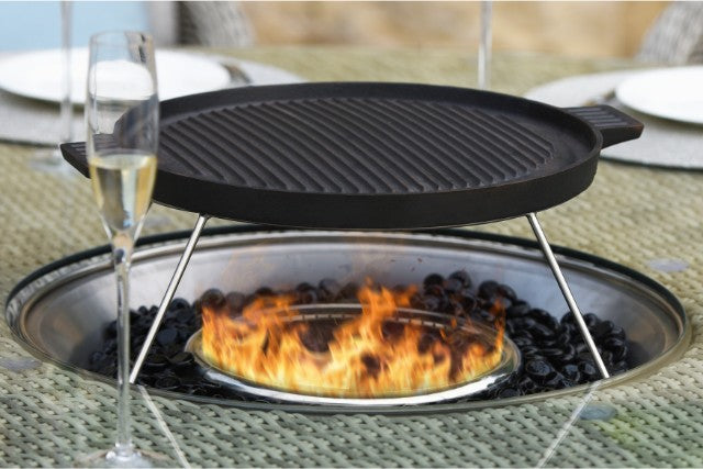Maze Rattan Oxford 6 Seat Round Fire Pit Dining Set with Venice Chairs & Lazy Susan - Gardenbox