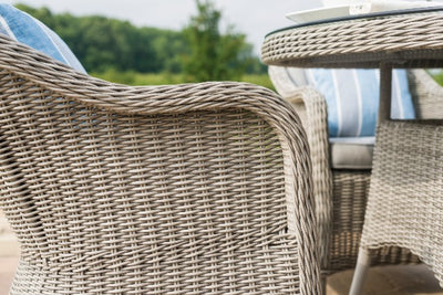 Maze Rattan Oxford 6 Seat Round Fire Pit Dining Set with Heritage Chairs - Gardenbox