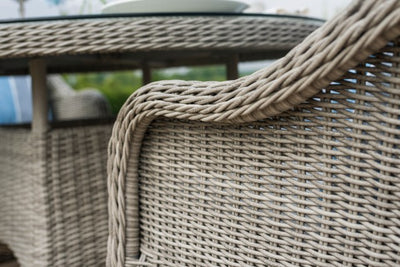 Maze Rattan Oxford 6 Seat Oval Ice Bucket Dining Set with Heritage Chairs and Lazy Susan - Gardenbox