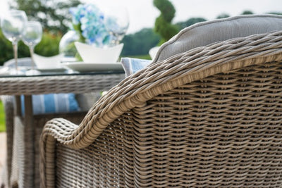 Maze Rattan Oxford 6 Seat Round Fire Pit Dining Set with Heritage Chairs - Gardenbox