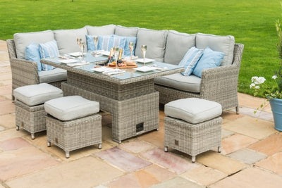 Oxford  Corner Sofa Dining Set with Ice Bucket & Rising Table by Maze Rattan - Gardenbox