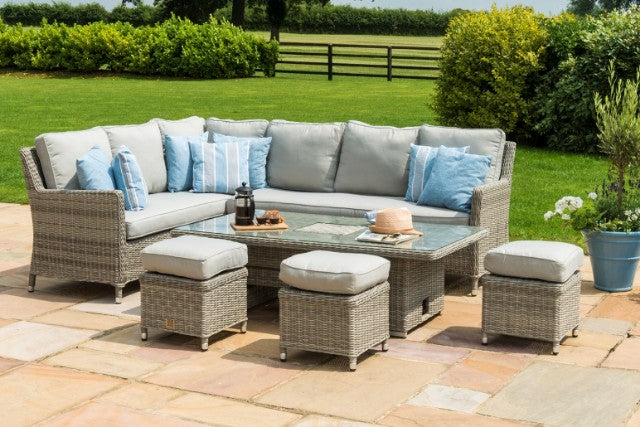 Oxford  Corner Sofa Dining Set with Ice Bucket & Rising Table by Maze Rattan - Gardenbox