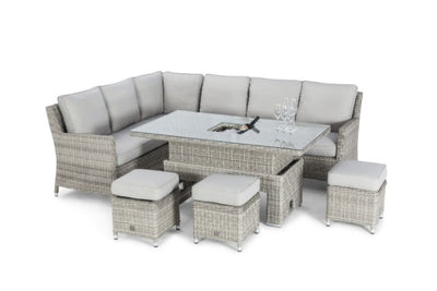 Oxford  Corner Sofa Dining Set with Ice Bucket & Rising Table by Maze Rattan - Gardenbox