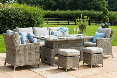 Oxford Sofa Dining Set with Ice Bucket & Rising Table by Maze Rattan - Gardenbox