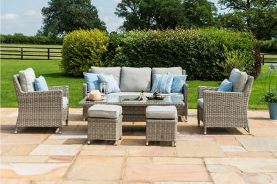 Oxford Sofa Dining Set with Ice Bucket & Rising Table by Maze Rattan - Gardenbox