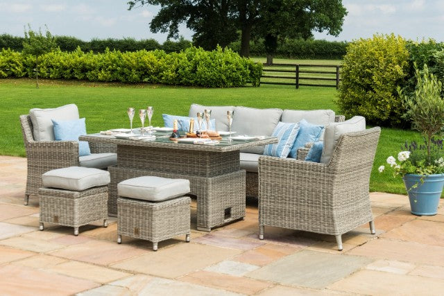 Oxford Sofa Dining Set with Ice Bucket & Rising Table by Maze Rattan - Gardenbox