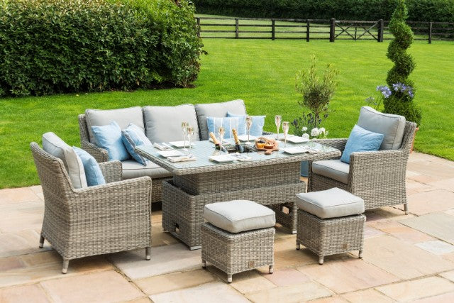 Oxford Sofa Dining Set with Ice Bucket & Rising Table by Maze Rattan - Gardenbox