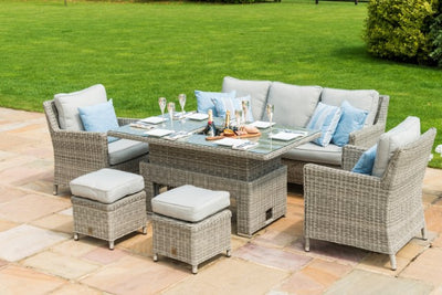 Oxford Sofa Dining Set with Ice Bucket & Rising Table by Maze Rattan - Gardenbox