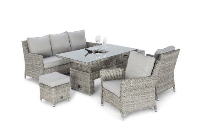Oxford Sofa Dining Set with Ice Bucket & Rising Table by Maze Rattan - Gardenbox