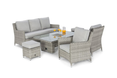 Oxford Sofa Dining Set with Ice Bucket & Rising Table by Maze Rattan - Gardenbox