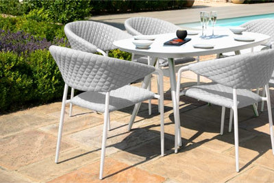 Maze Rattan Pebble 6 seat oval Dining Set In Weatherproof Fabric