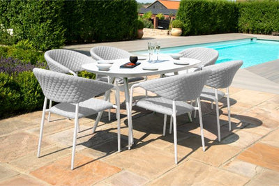 Maze Rattan Pebble 6 seat oval Dining Set In Weatherproof Fabric