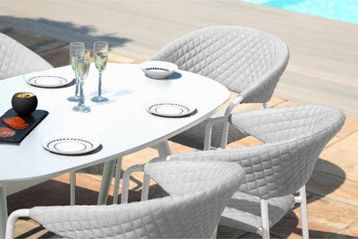 Maze Rattan Pebble 6 seat oval Dining Set In Weatherproof Fabric