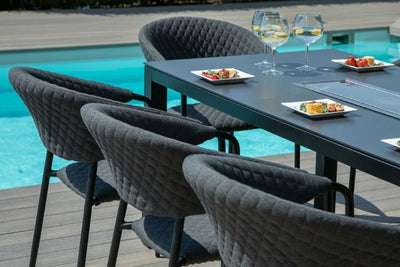 Maze Rattan Pebble 8 seat rectangular Fire Pit Dining Set