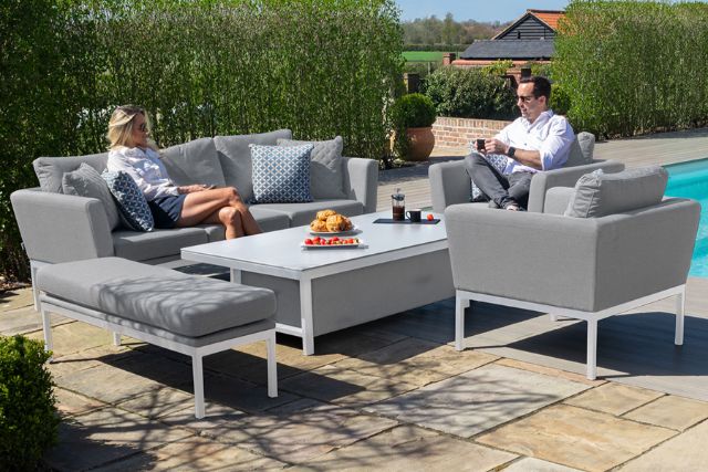 Maze Rattan Pulse 3 Seat Dining Set with Rising Table In Weatherproof Fabric