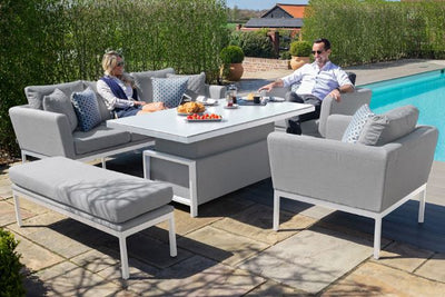 Maze Rattan Pulse 3 Seat Dining Set with Rising Table In Weatherproof Fabric