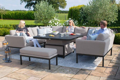Maze Rattan Pulse U- Shape Dining Set with Rising Table In Weatherproof Fabric
