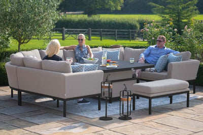 Maze Rattan Pulse U- Shape Dining Set with Rising Table In Weatherproof Fabric
