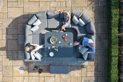 Maze Rattan Pulse U- Shape Dining Set with Rising Table In Weatherproof Fabric